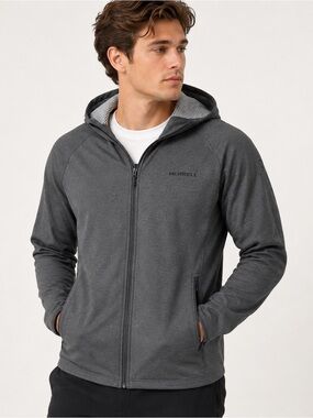 Merrell Mens Full Zip Grid Fleece Jacket Hoodie Men Size XL Gray Gorpcore Hike